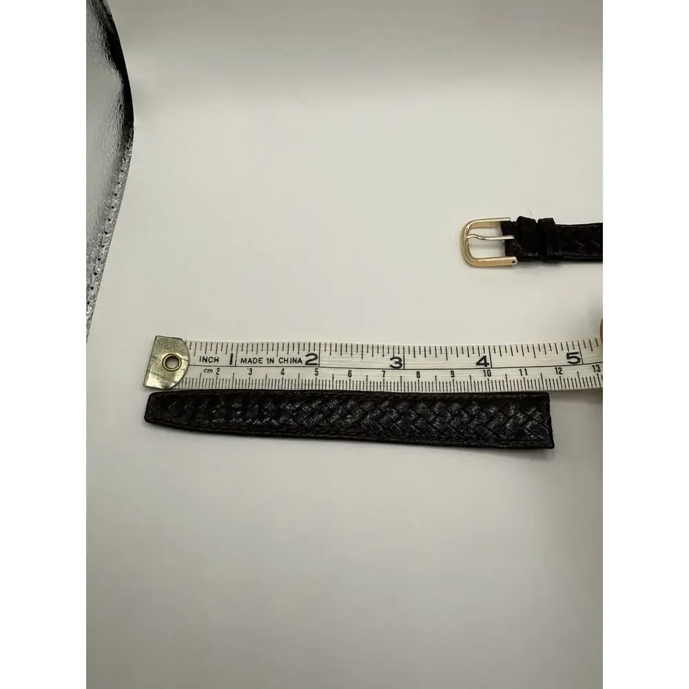 16mm KREISLER Braided Calfskin Brown NOS Vintage Watch Band & Gold-Tone Buckle